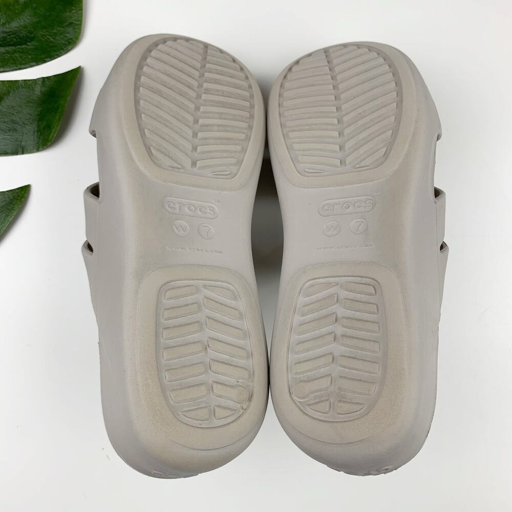 Crocs Getaway Strappy Slide Sandals Gray Slip On Women's 7 Casual Comfort - Picture 9 of 10
